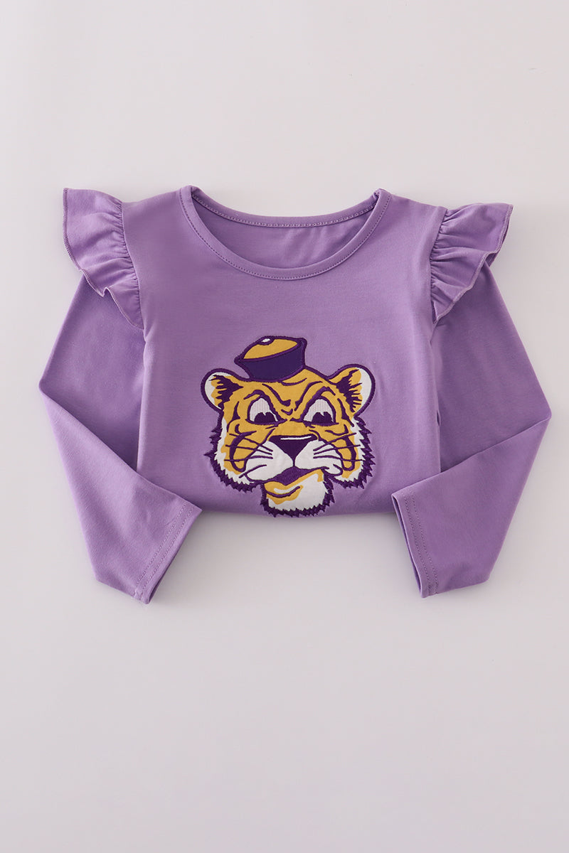 Girls Heritage LSU Tiger Appliqué Bow Skorts Set
