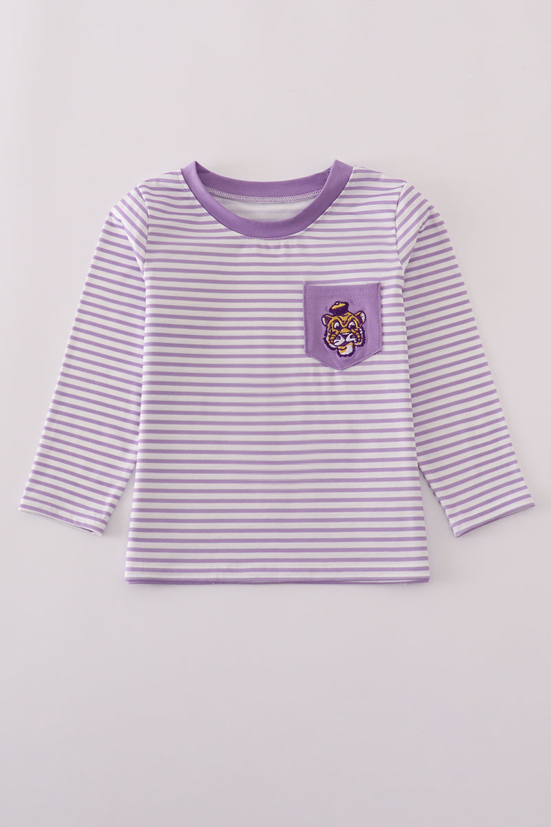 Boys Heritage LSU Tigers Embroidered Stripe Top