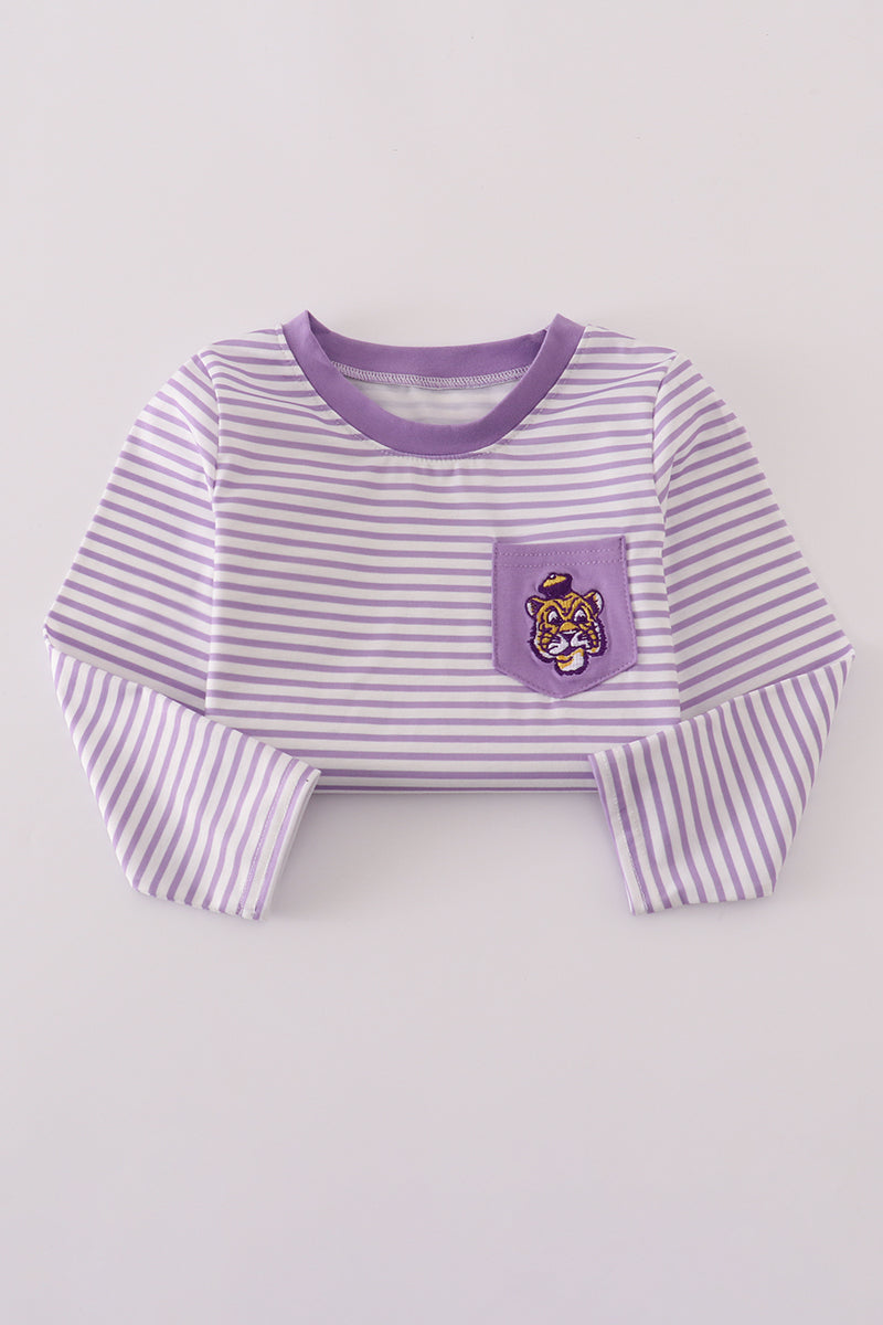 Boys Heritage LSU Tigers Embroidered Stripe Top