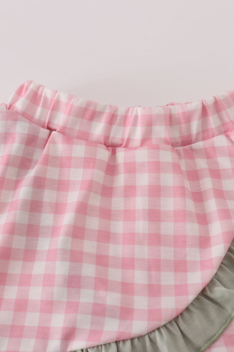 Girls Sage Pumpkin Turkey Appliqué Skorts Set