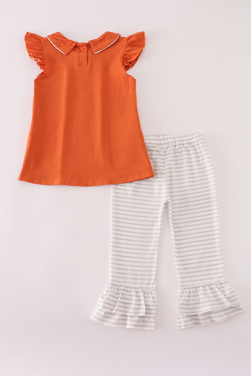 Girls Texas Longhorns Embroidered Ruffle Pants Set