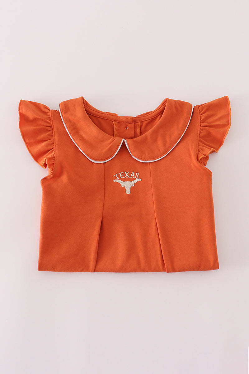 Girls Texas Longhorns Embroidered Ruffle Pants Set