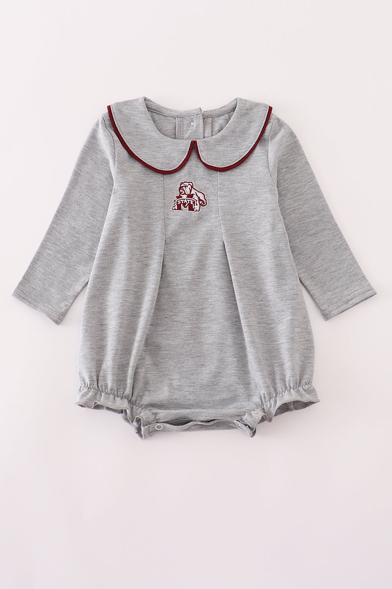 Girls Grey Mississippi State Embroidered Bubble
