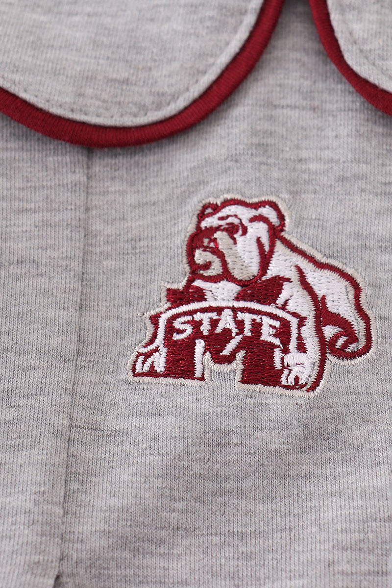 Girls Grey Mississippi State Embroidered Bubble