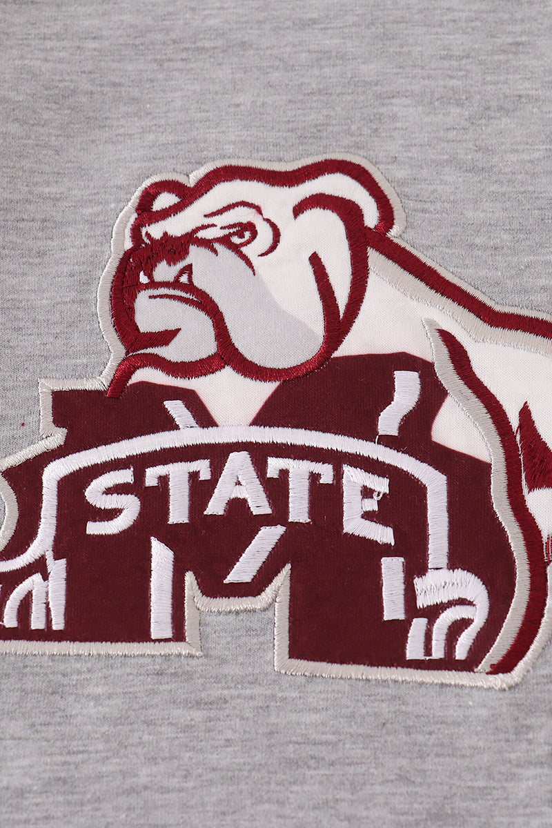 Girls Maroon Mississippi State Embroidered Bow Skorts Set