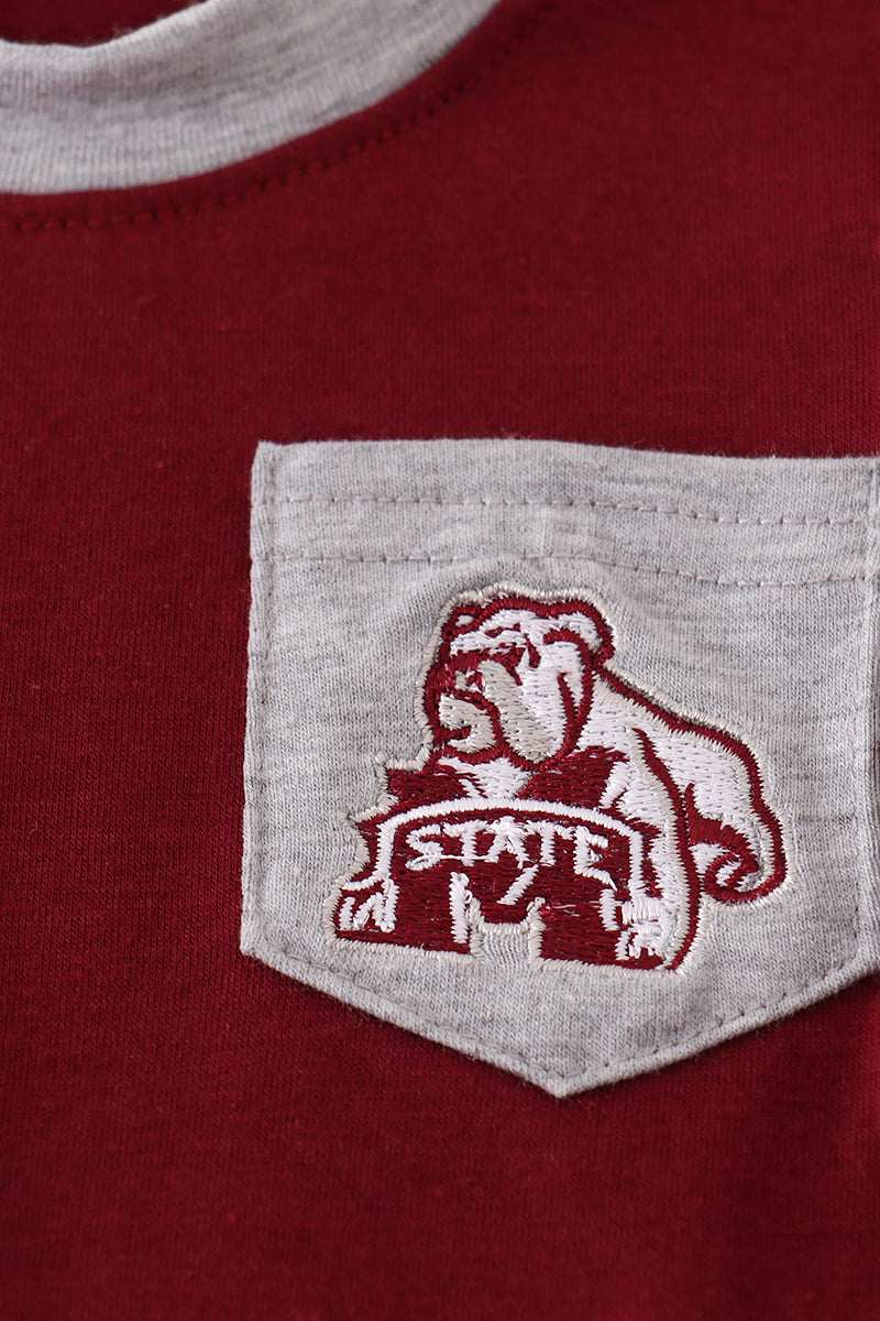 Boys Maroon Mississippi State Bulldogs Embroidered Romper