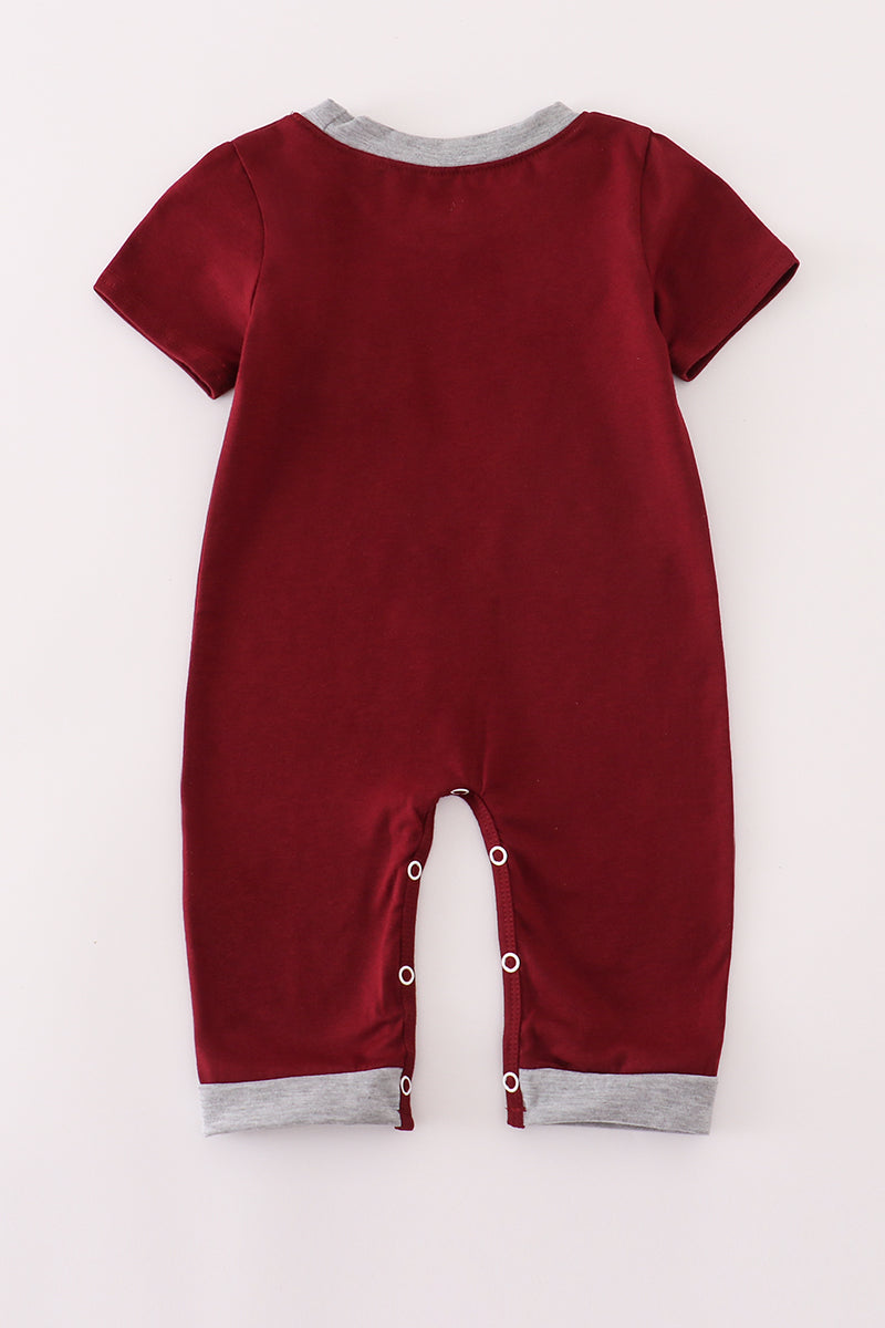 Boys Maroon Mississippi State Bulldogs Embroidered Romper