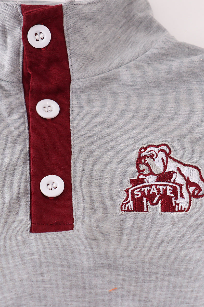 Boys Maroon Mississippi State Bulldogs Embroidered Pants Set
