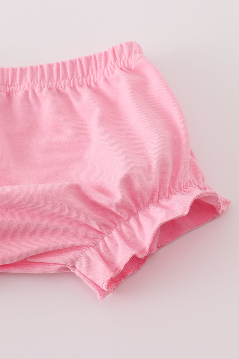 Girls Pink Pumpkin Embroidered Bloomer Set