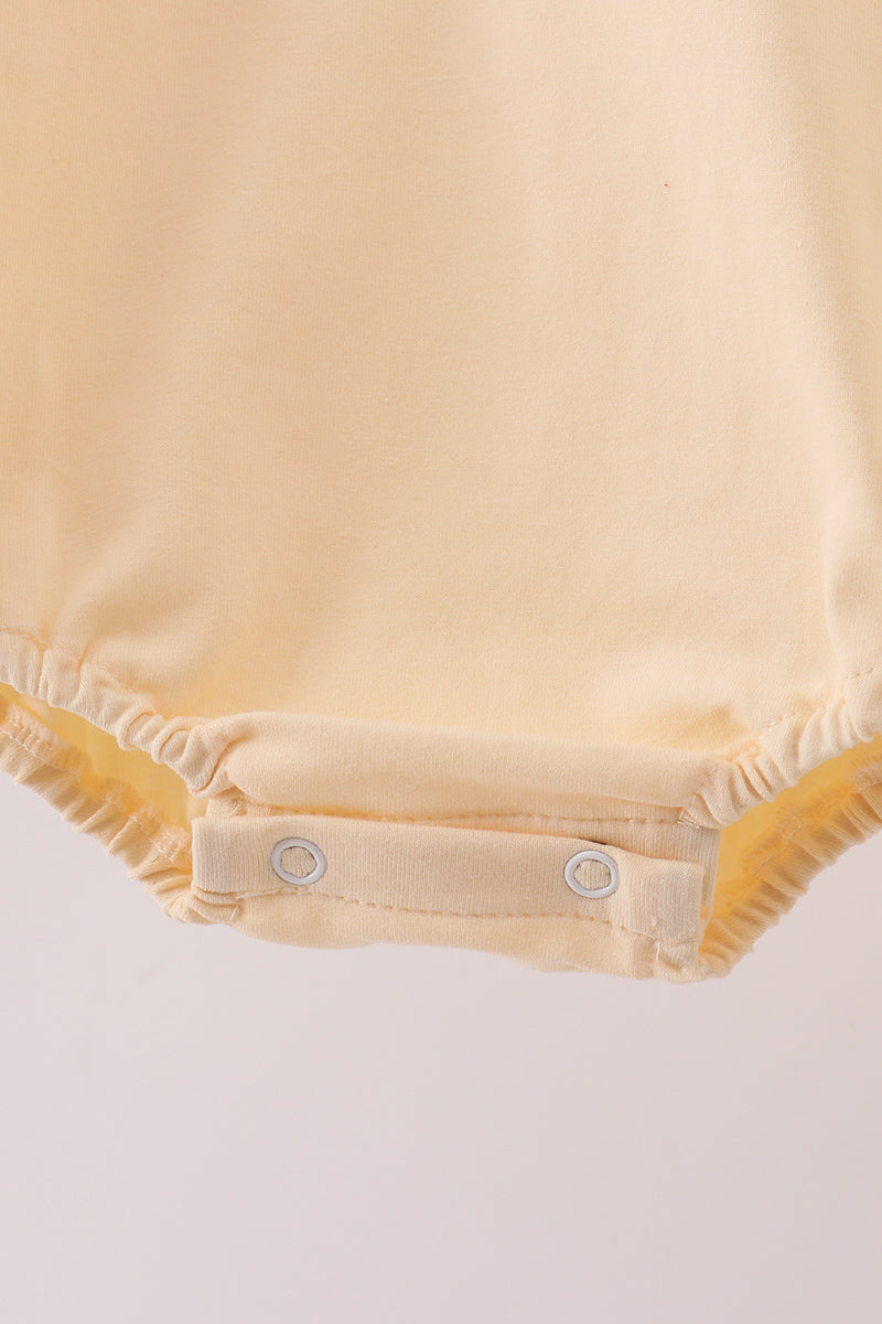 Girls Beige Turkey Embroidered Bubble
