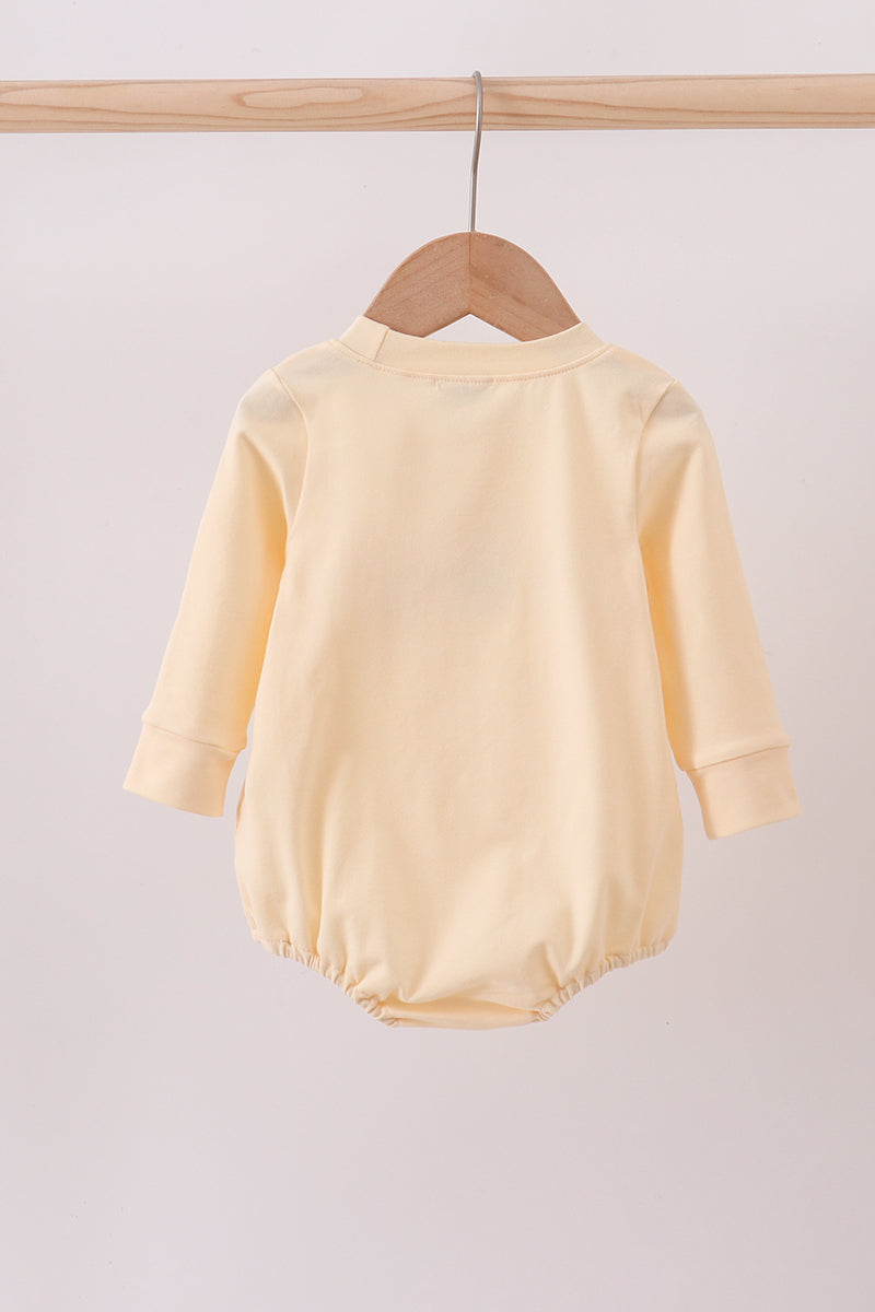 Girls Beige Turkey Embroidered Bubble