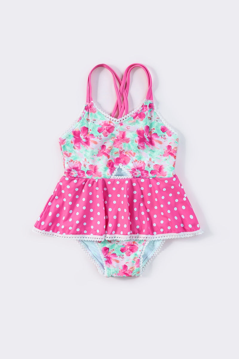 Girls Blossom Breeze Print One-Piece Swimsuit