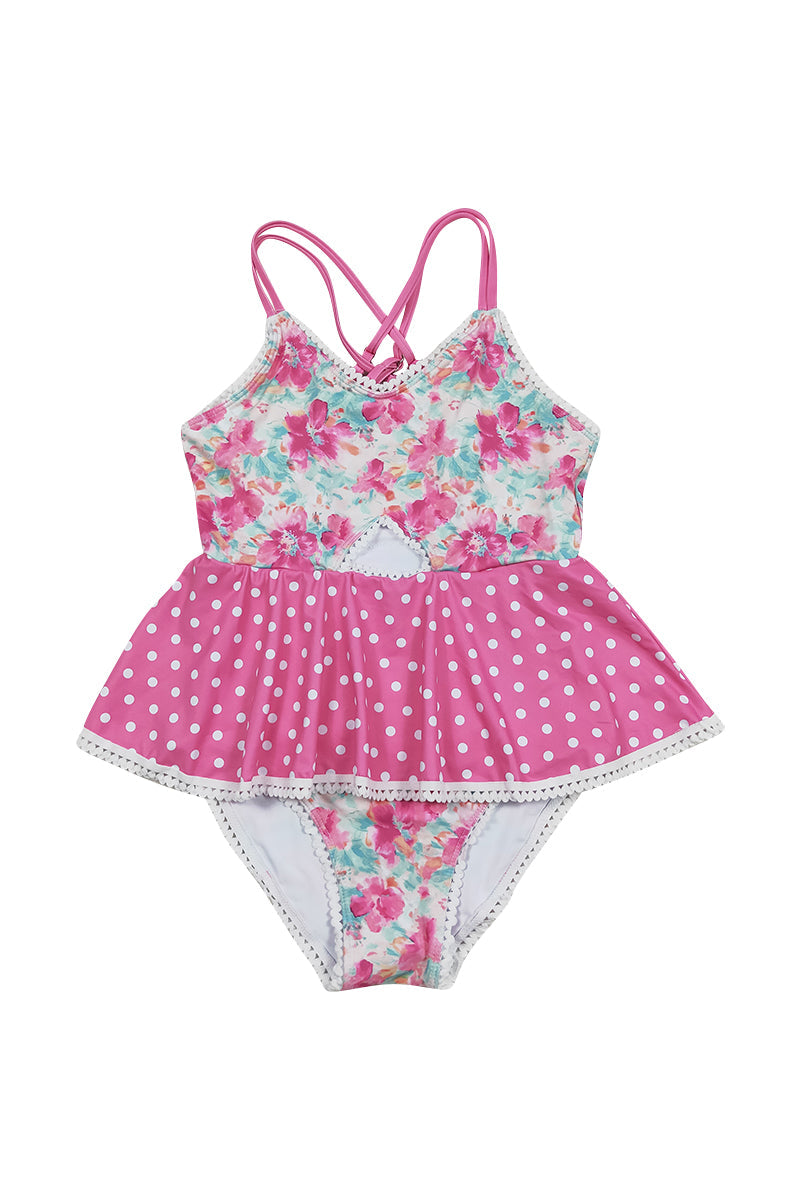 Girls Blossom Breeze Print One-Piece Swimsuit