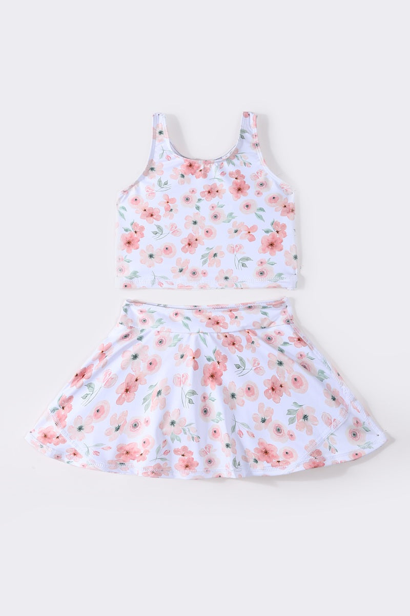 Girls Petal Print 2pc Swimsuit