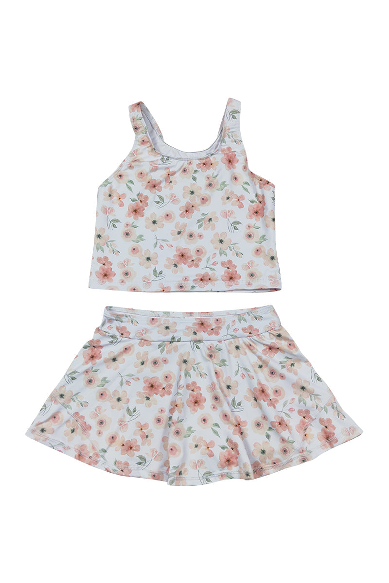 Girls Petal Print 2pc Swimsuit