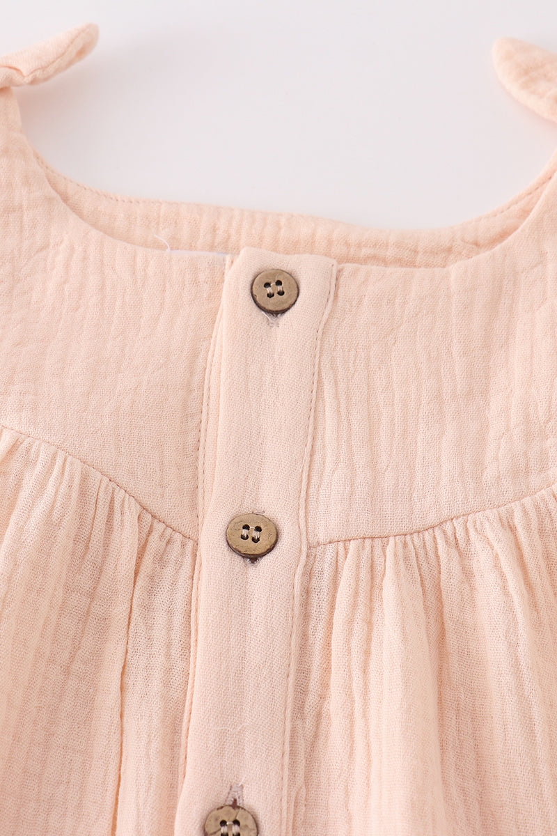 Girls Apricot Muslin Bow Set
