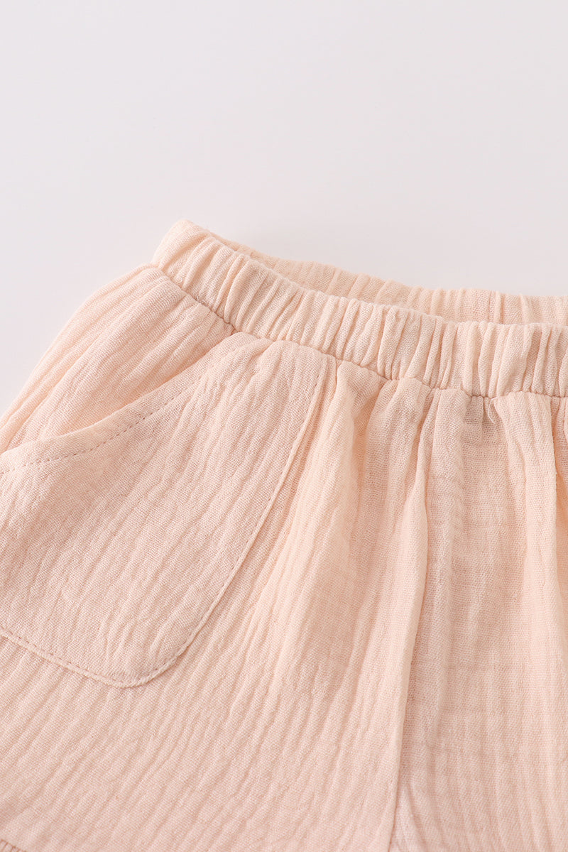 Girls Apricot Muslin Bow Set