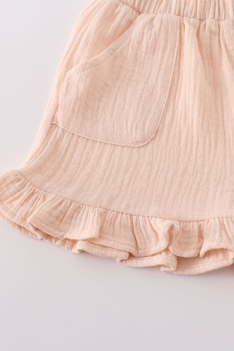 Girls Apricot Muslin Bow Set