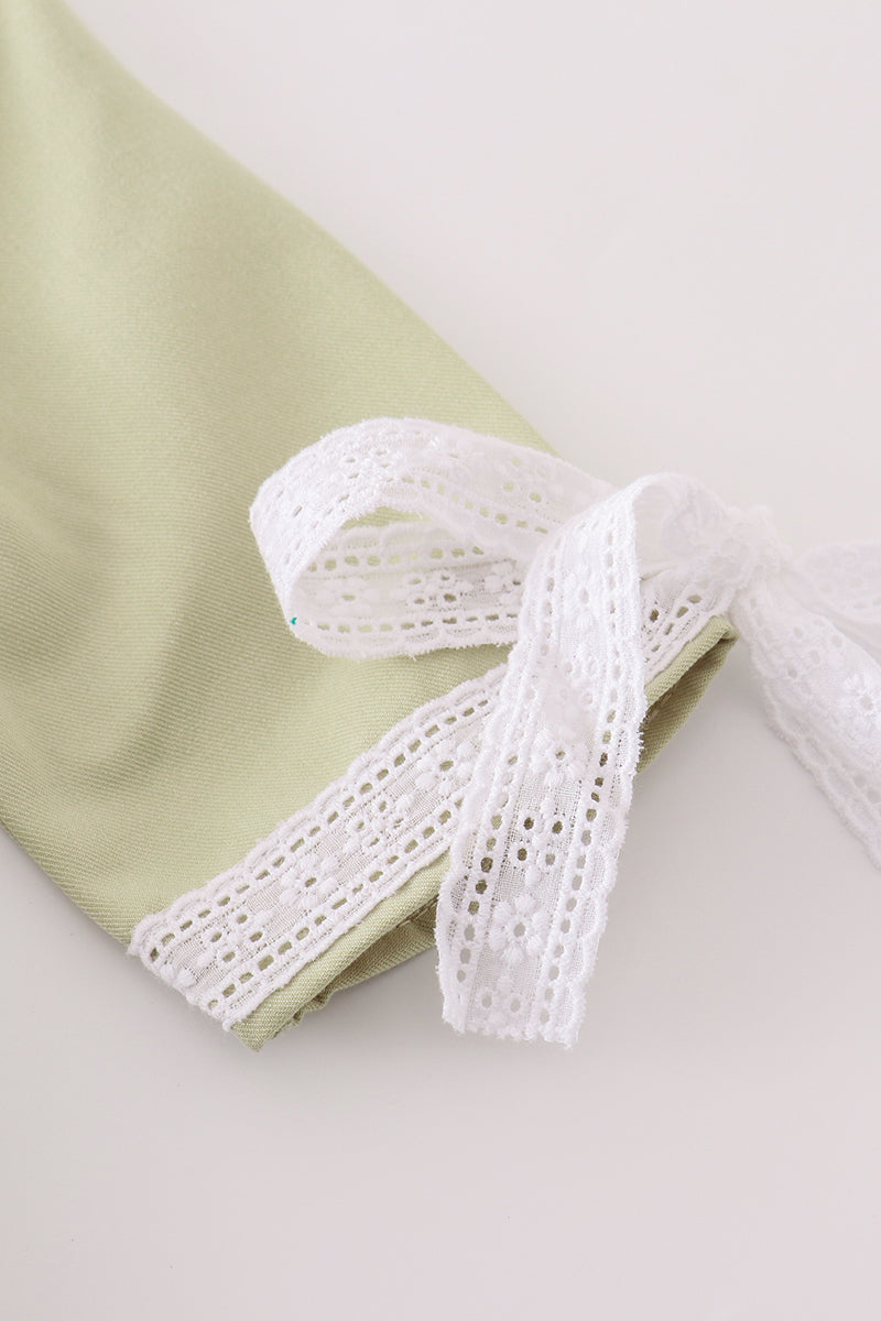 Girls Premium Sage Lace Ruffle Dress