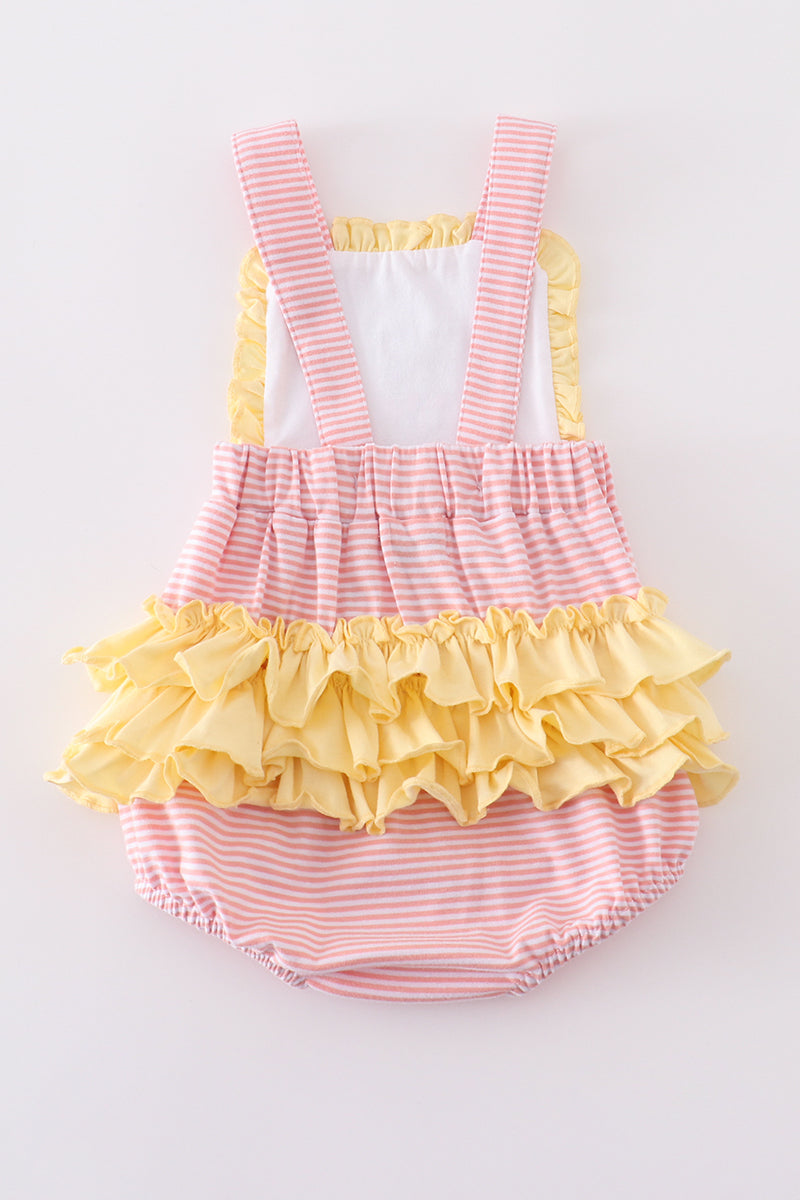Girls Embroidered Pink Flower Cross Bubble