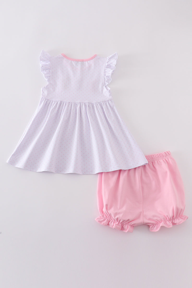 Girls Pink Bunny Top Bloomer Set