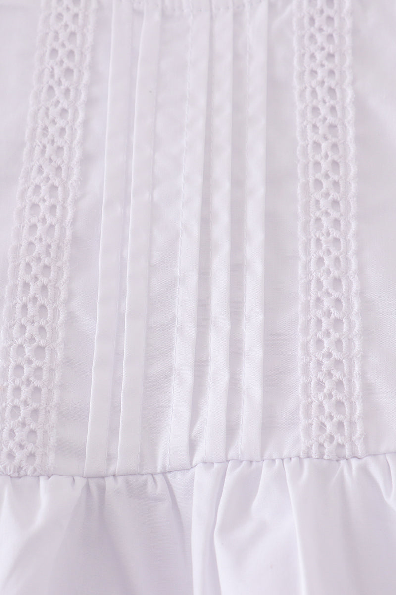 Girls Premium White Floral Embroidery Bloomer Set