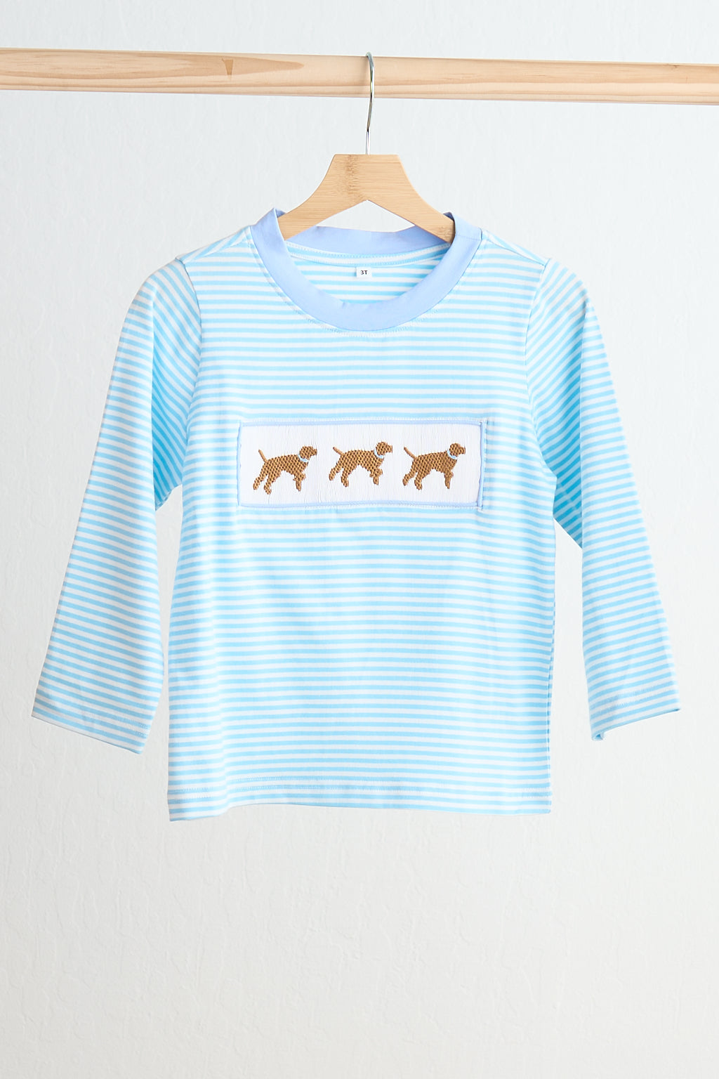 Boys Blue Puppy Hand-Smocked Shirt
