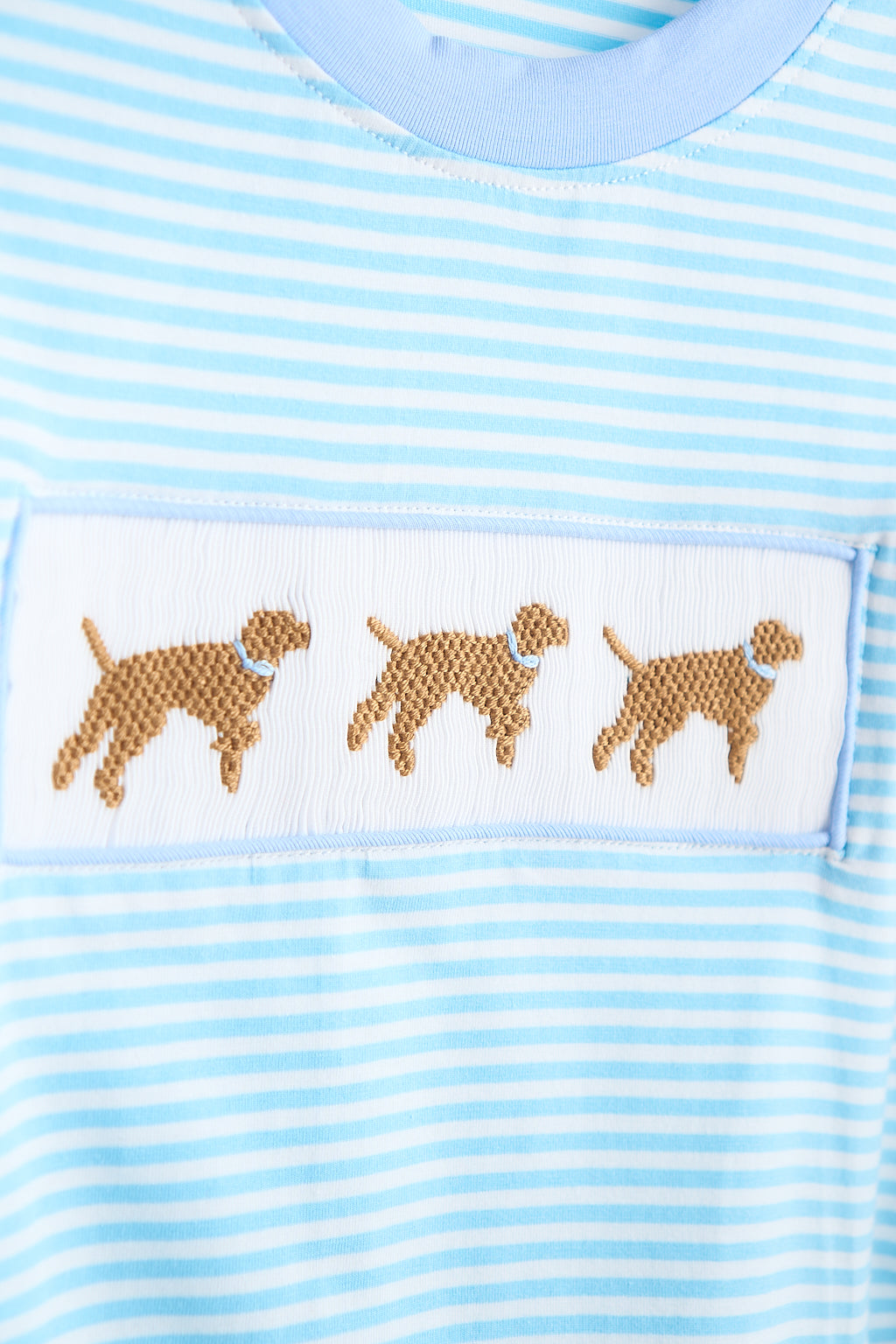 Boys Blue Puppy Hand-Smocked Shirt