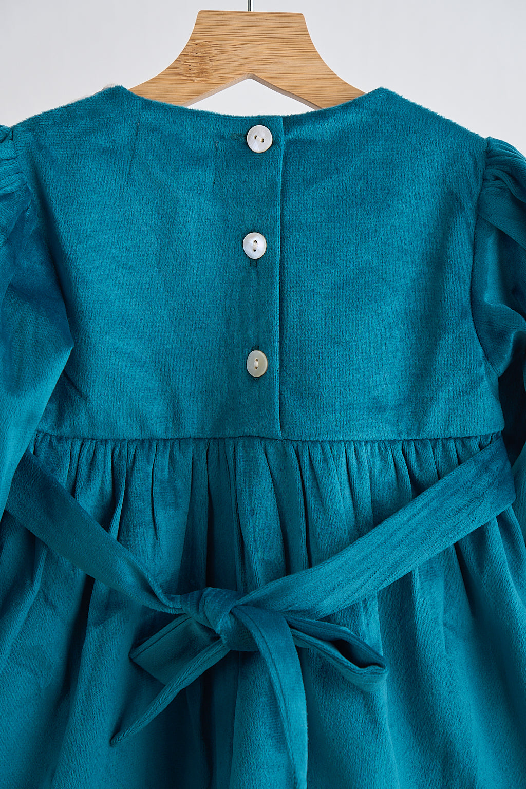 Girls Teal Velvet Lace Dress