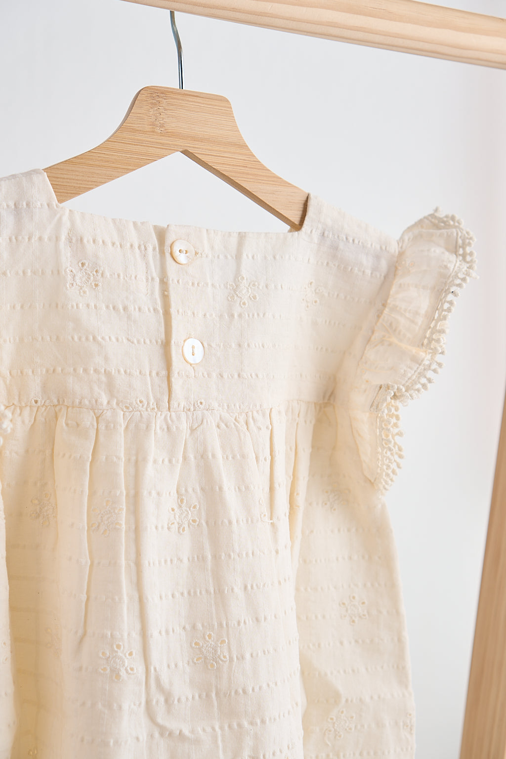 Girls White Lace Flutter Sleeve Dress