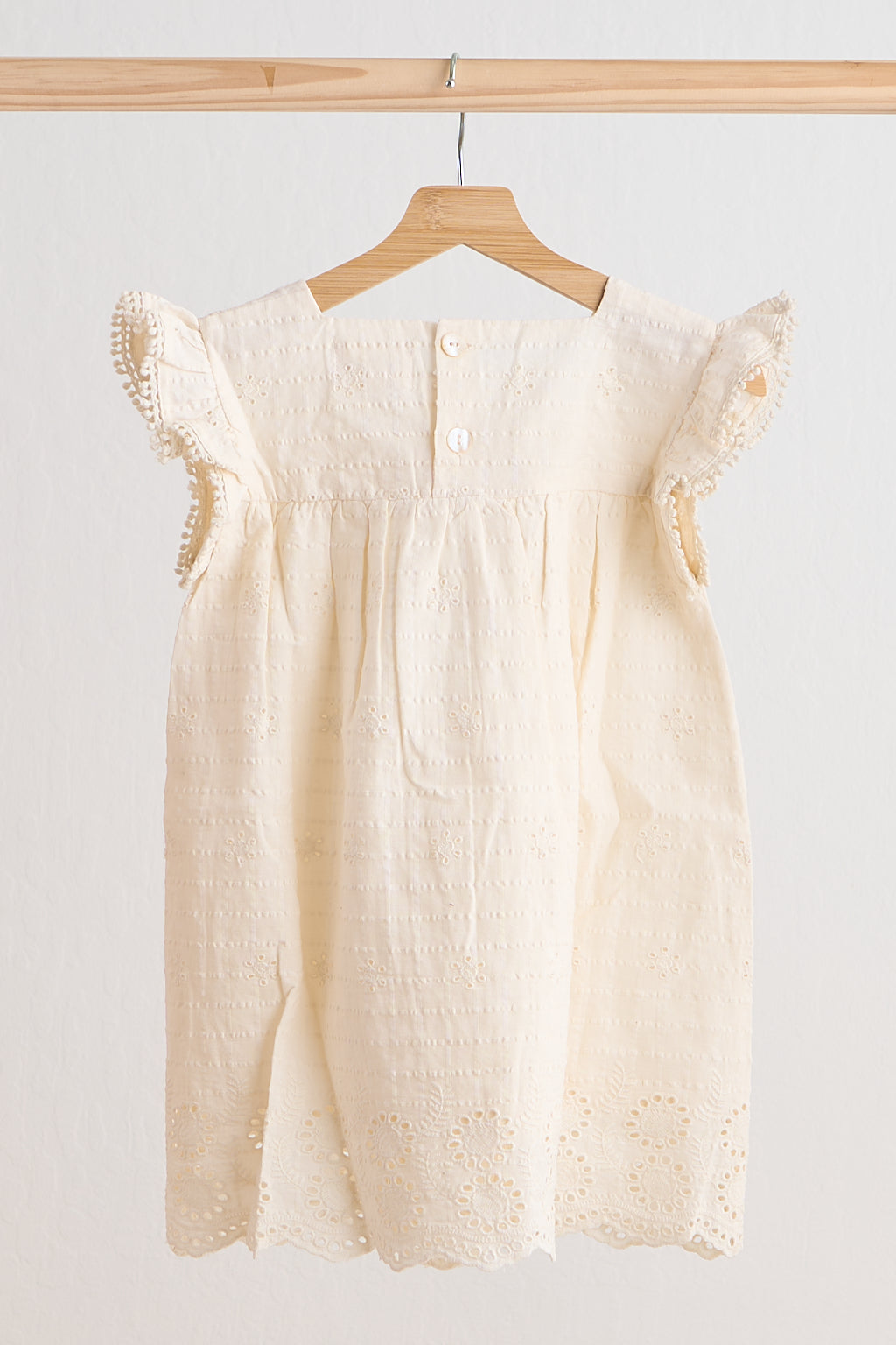 Girls White Lace Flutter Sleeve Dress