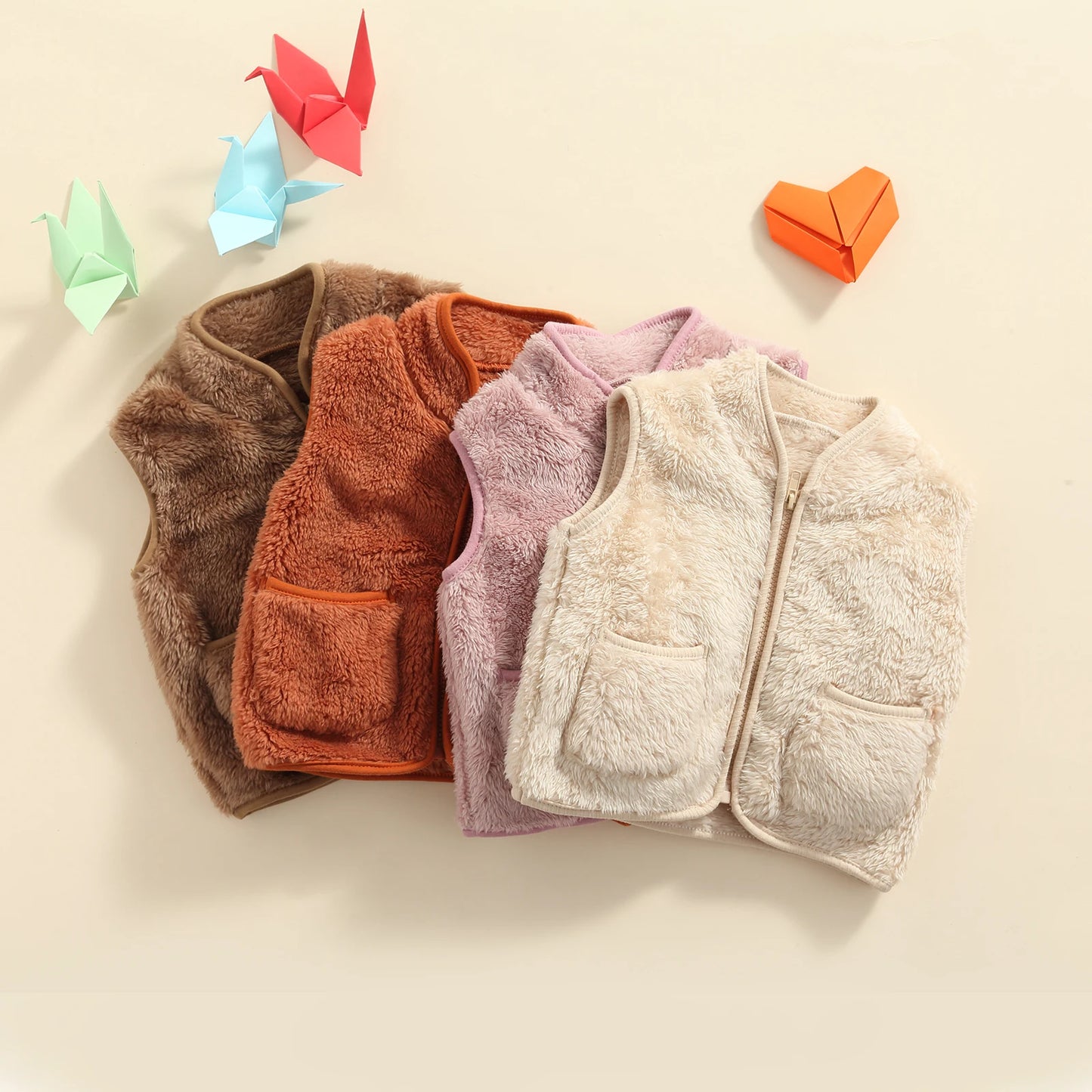 Girls Plush Zipper Vest