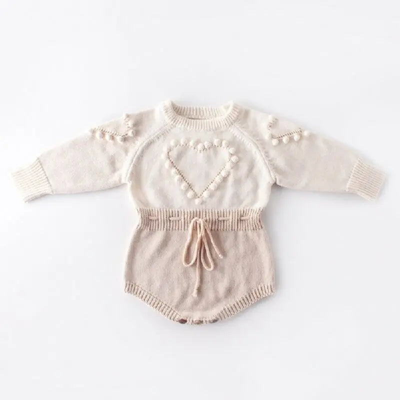 Girls Knitted Heart Bodysuit Bubble