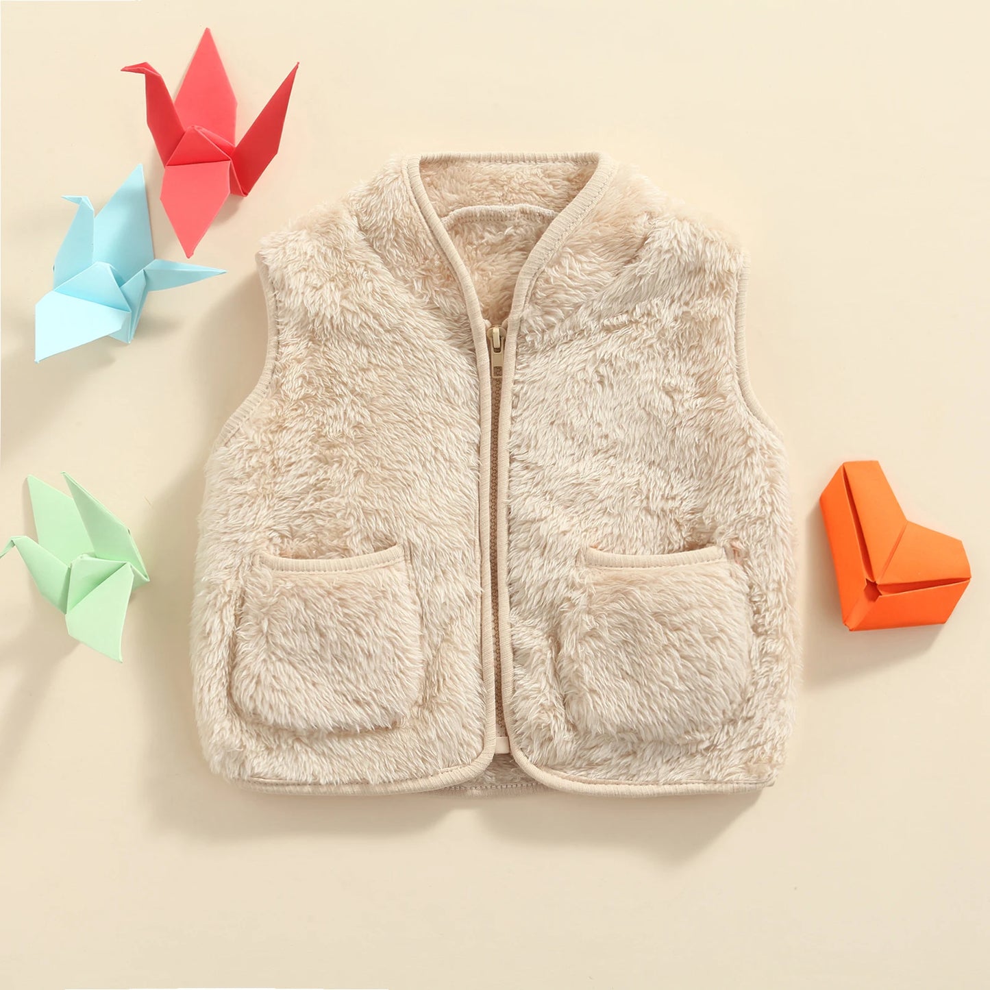 Girls Plush Zipper Vest