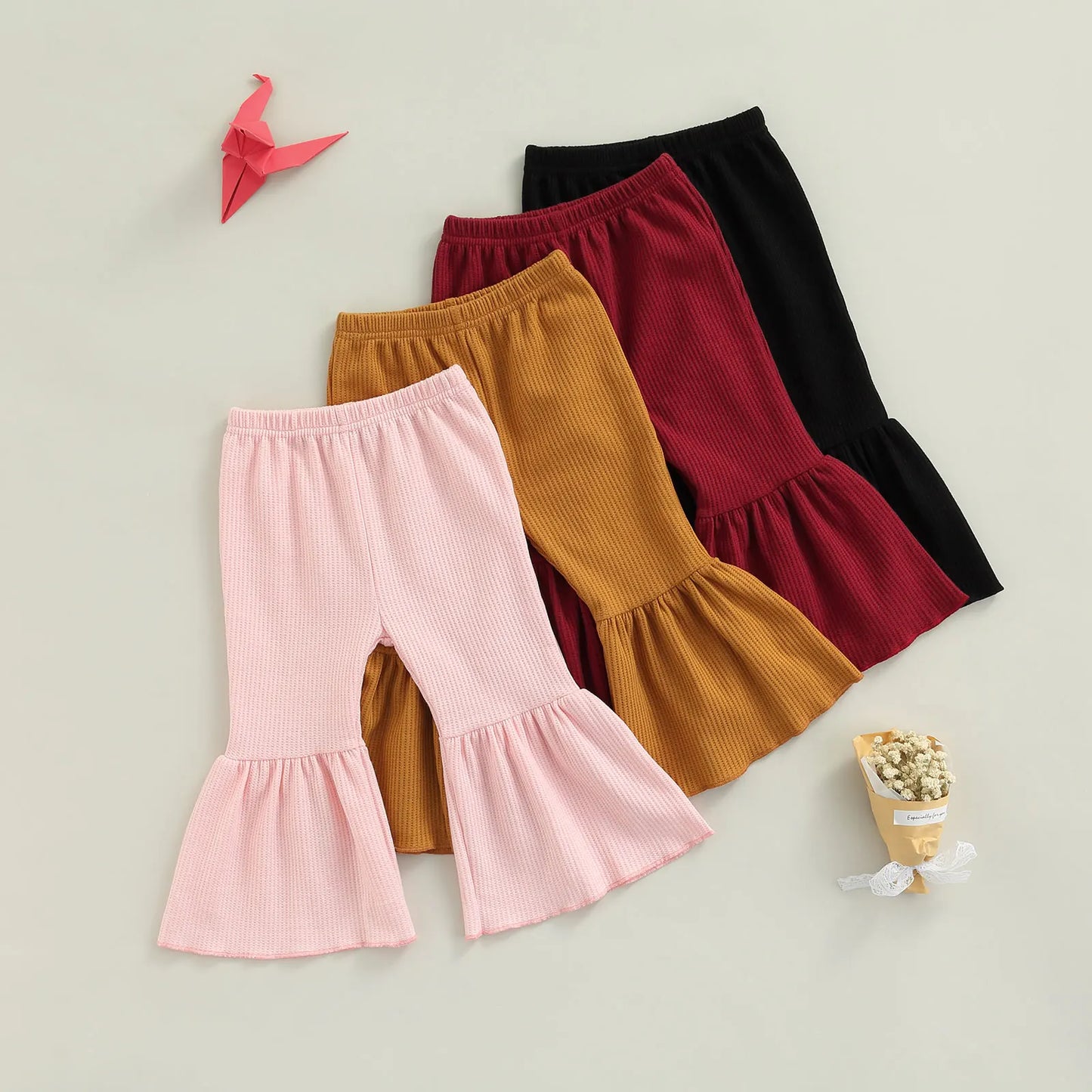 Girls Textured Flared High Waist Pants