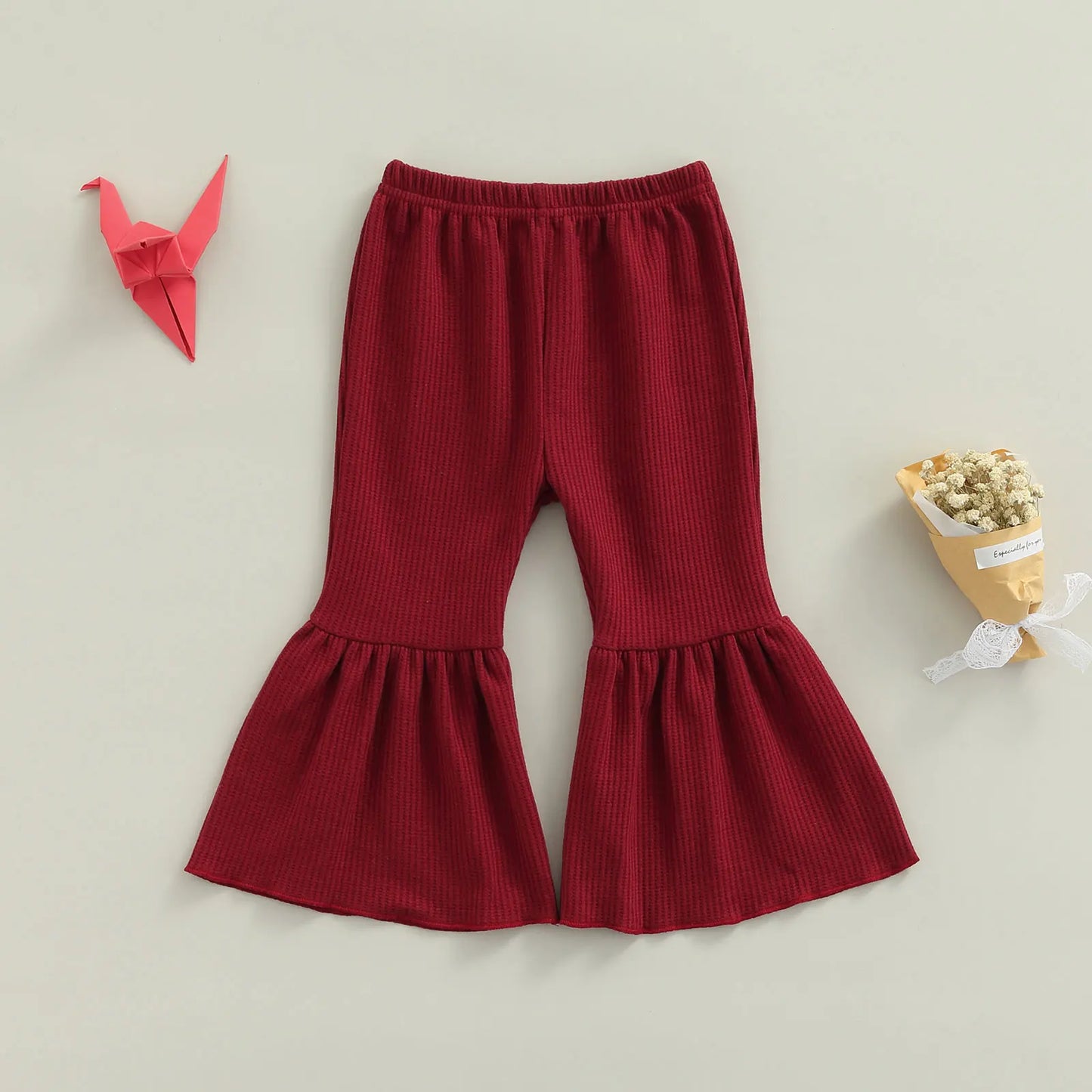 Girls Textured Flared High Waist Pants