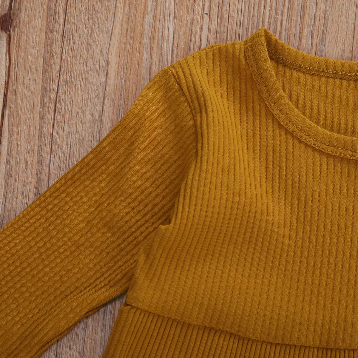 Girls 3/4 Sleeve Knit Pocket Knee-Length Dress