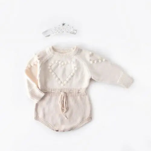 Girls Knitted Heart Bodysuit Bubble