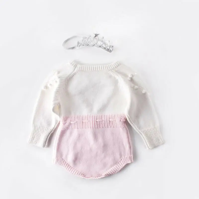 Girls Knitted Heart Bodysuit Bubble
