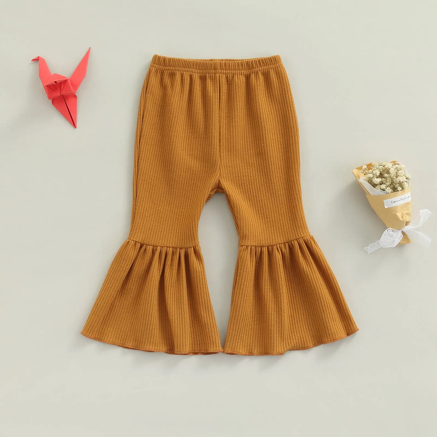Girls Textured Flared High Waist Pants