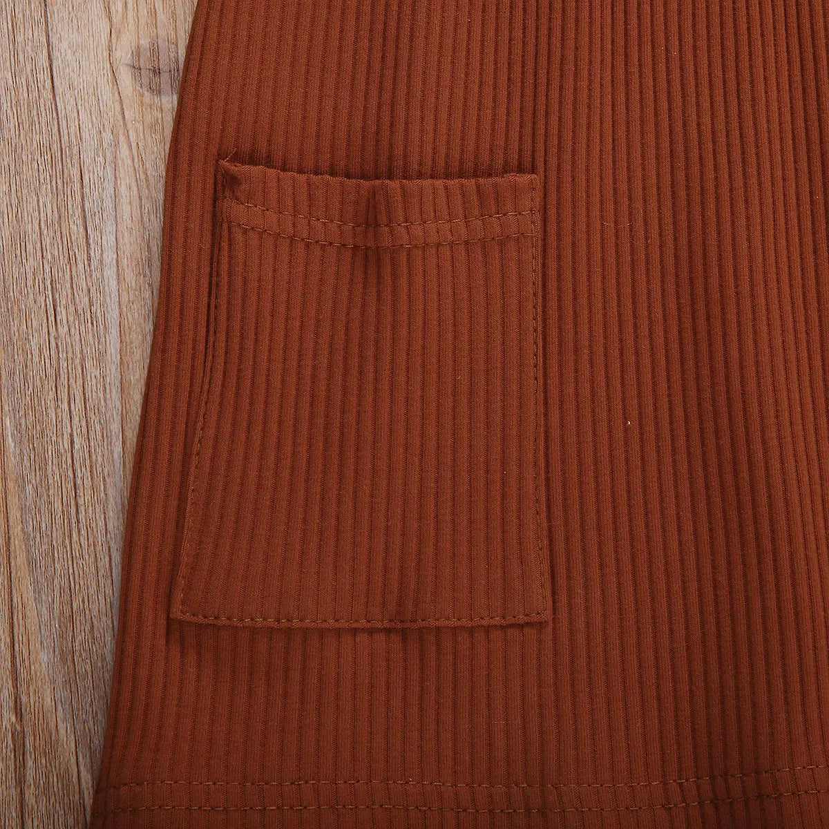 Girls 3/4 Sleeve Knit Pocket Knee-Length Dress