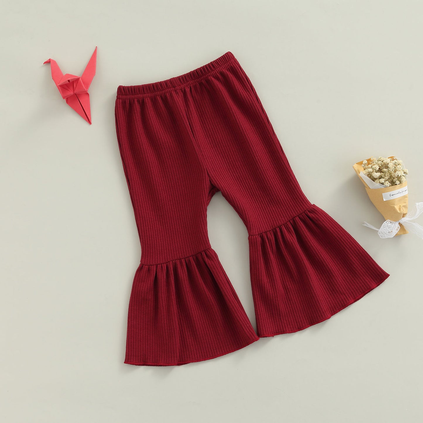 Girls Textured Flared High Waist Pants