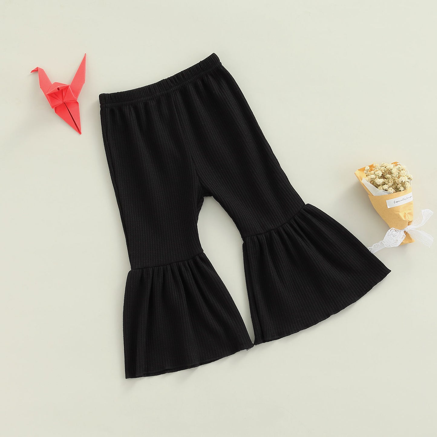 Girls Textured Flared High Waist Pants