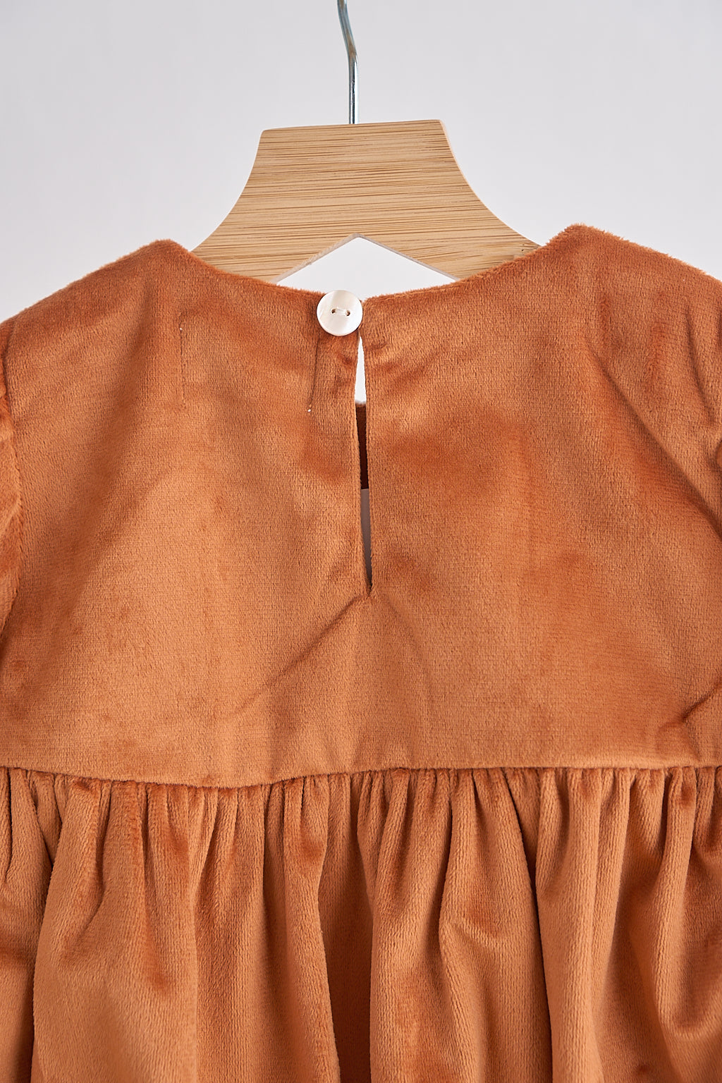 Girls Carmel Velvet Lace Bubble