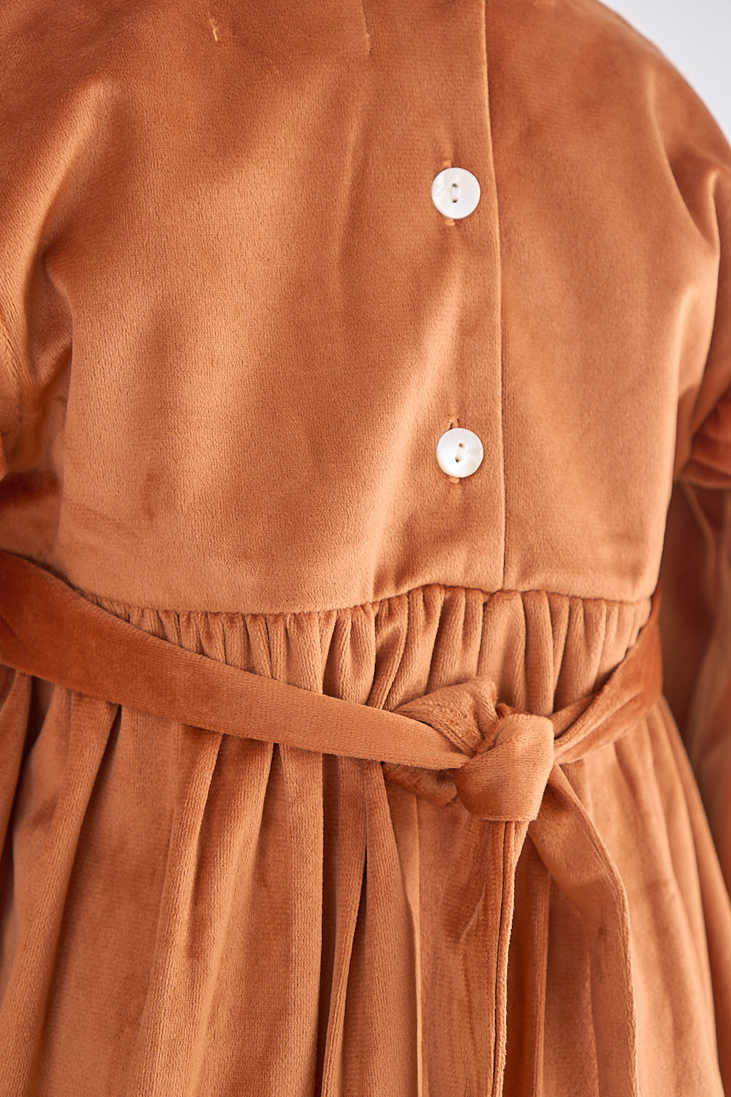 Girls Carmel Velvet Lace Dress