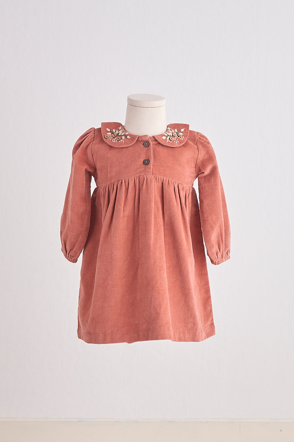 Girls Floral Embroidery Velveteen Dress
