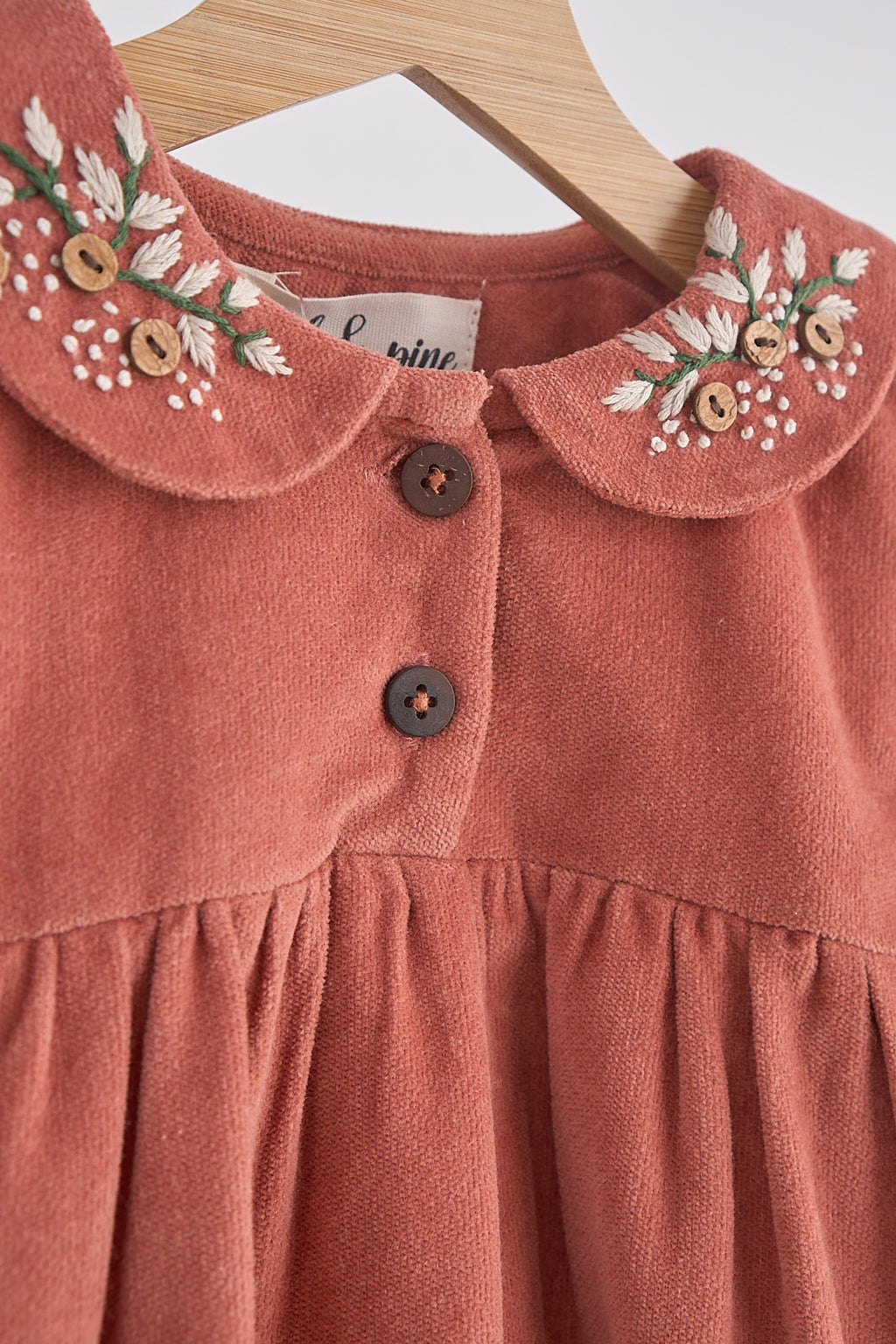 Girls Floral Embroidery Velveteen Dress
