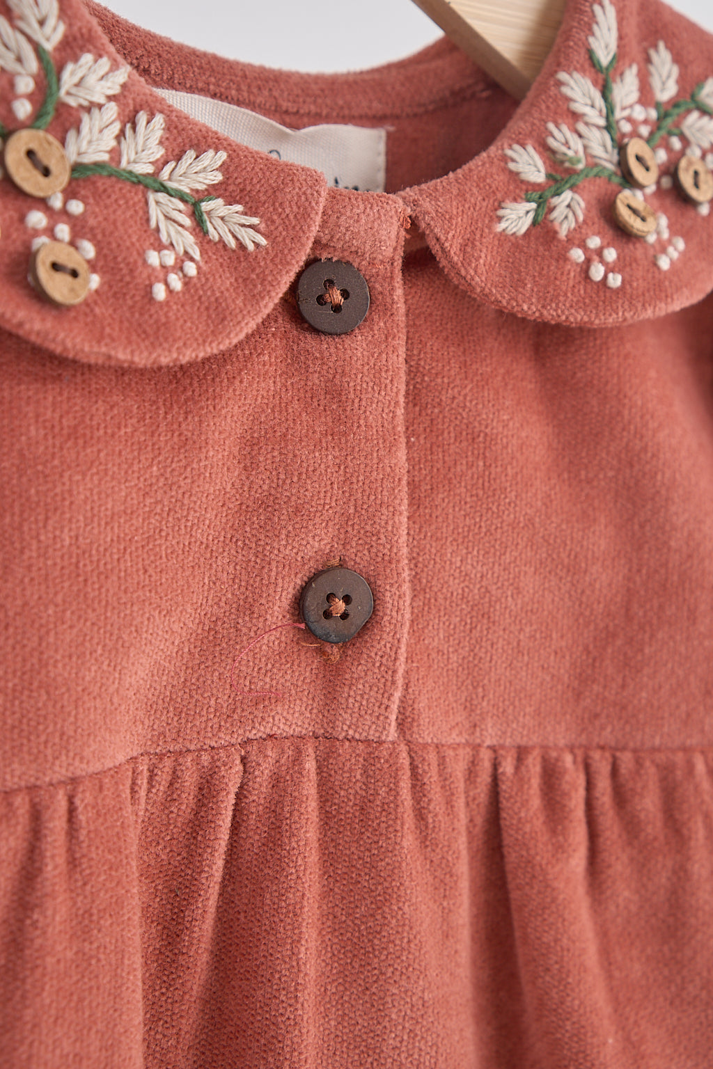 Girls Floral Embroidery Velveteen Romper