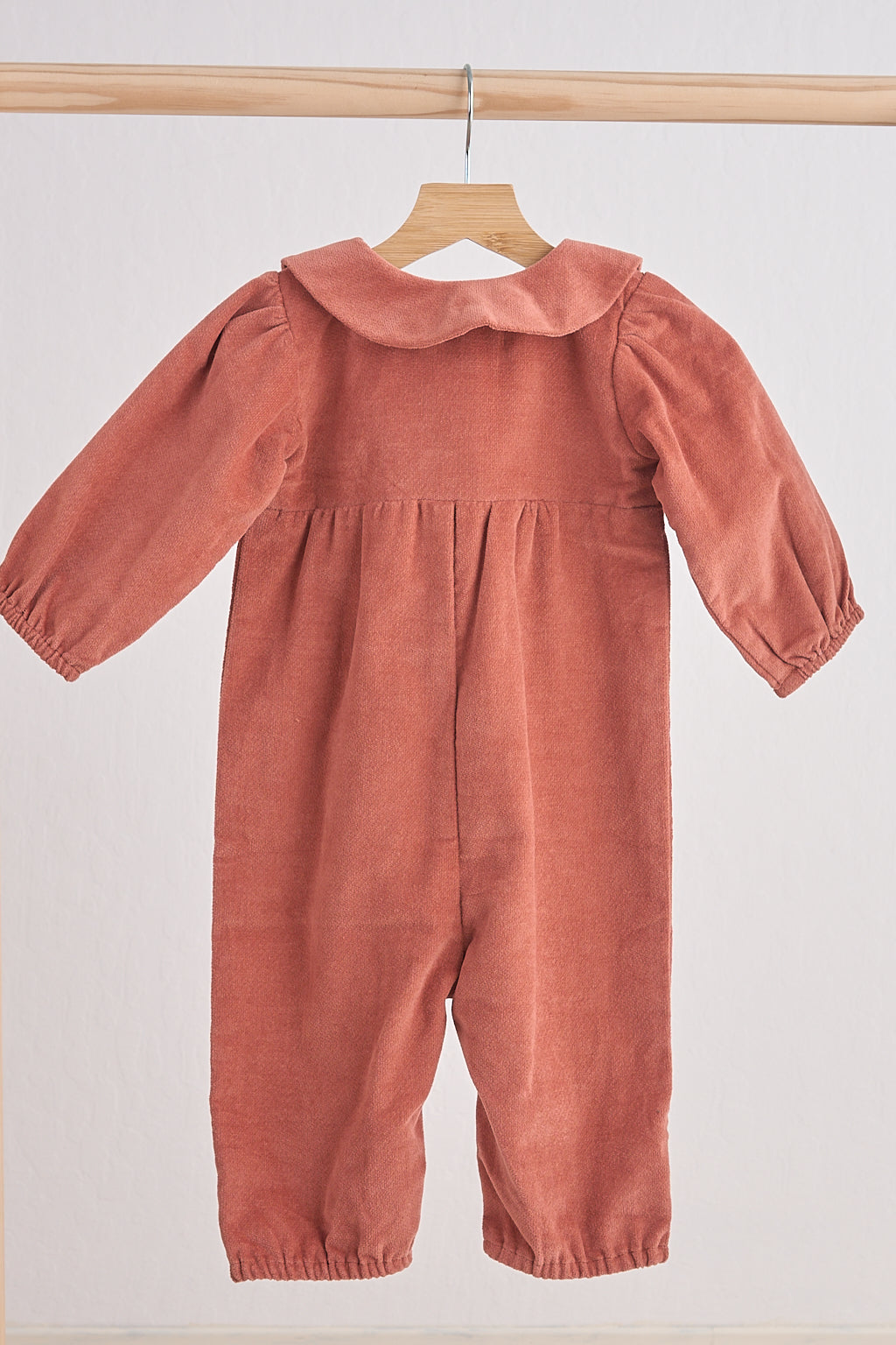 Girls Floral Embroidery Velveteen Romper