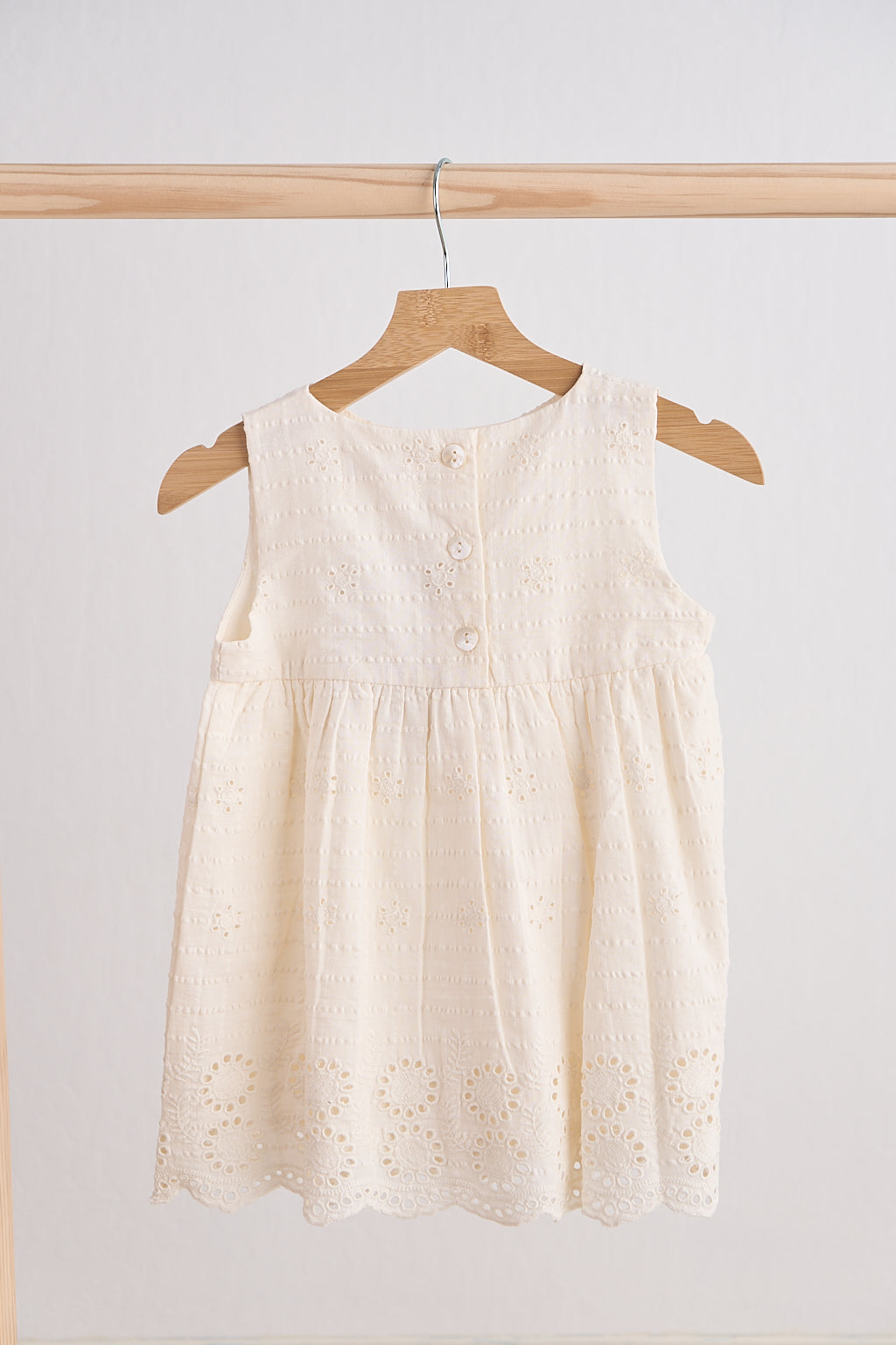 Girls White Hand Embroidered Lace Dress